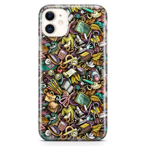 Apple iPhone 11 Kılıf Canım Öğretmenim Doodle Arka Kapak Koruma Desenli Full Koruyucu