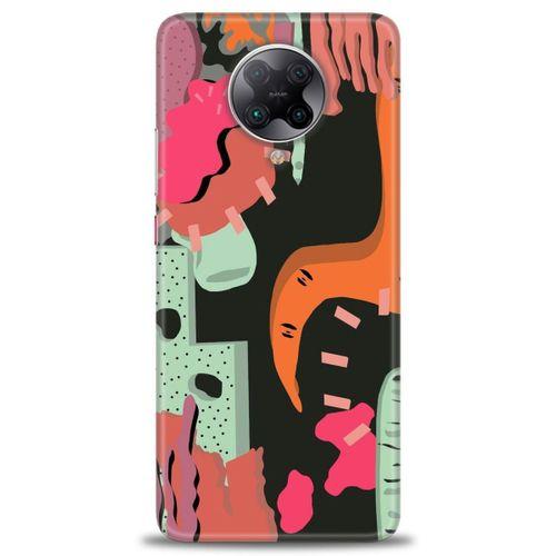 Xiaomi Redmi K30 Pro Kılıf HD Baskılı Kılıf - Turuncu Siyah + Tam Ekran Koruyucu