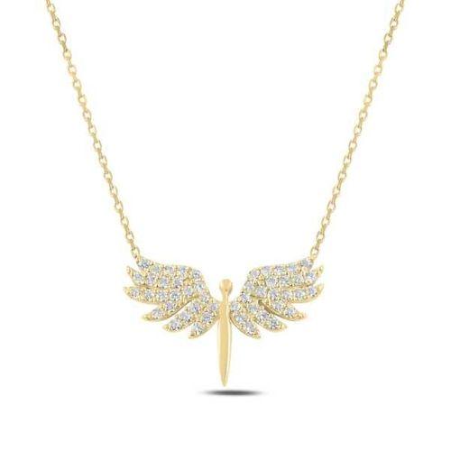 Lucky Life 925 Ayar Gumuss  Gold Mikail Meleği Bayan Kolye