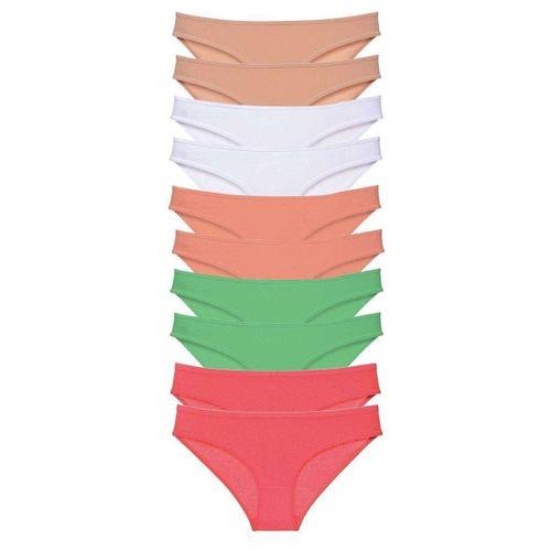 10 Adet Süper Eko Set Likralı Kadın Slip Külot Ten Beyaz Pudra Yeşil Fuşya