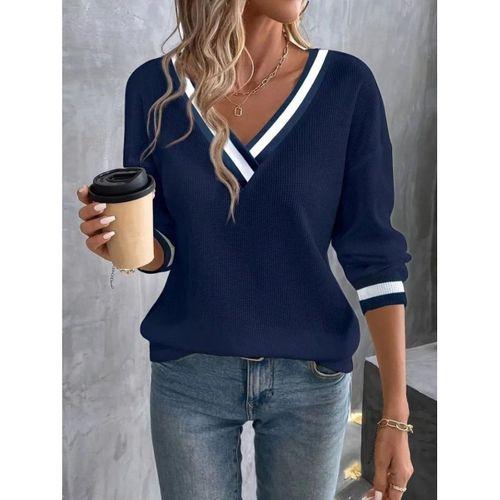 Kadın Uzun Kollu V Yakalı Waffle Bluz