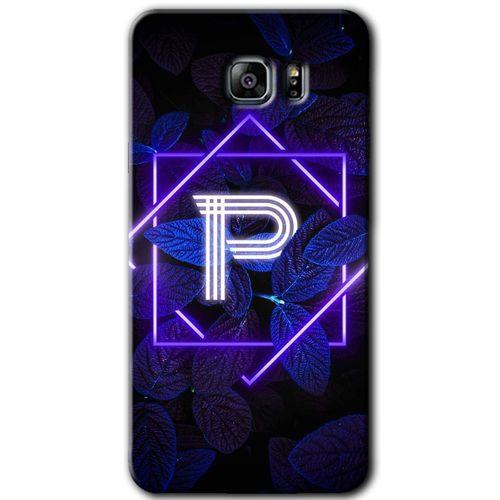 Galaxy Note 5 Kılıf HD Desen Baskılı Arka Kapak - Dark Neon Yaprak P Harfi