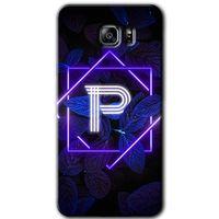 Galaxy Note 5 Kılıf HD Desen Baskılı Arka Kapak - Dark Neon Yaprak P Harfi