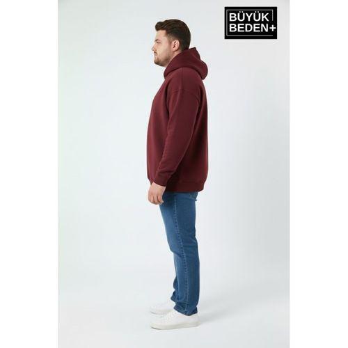 Erkek Büyük Beden İnce Kapşonlu Kollar Ve Etek Ribanalı Swatshırt SPR26BSW957