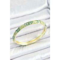 Mineli Pirinç Yeşil Sarmal Desenli Gold Renk Kadın Kelepçe