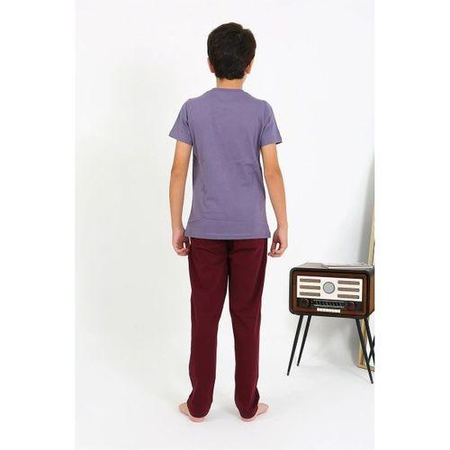 Erkek Çocuk Kısa Kol Penye Pijama Takım Mor