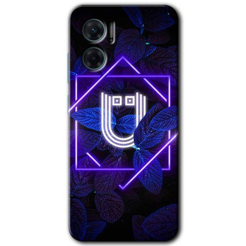 Potkal Hediye Fabrikası Xiaomi Redmi Note 11E HD Baskılı Kılıf + 9D Tam Ekran Koruyucu - Dark Neon Yaprak Ü Harfi