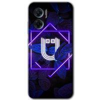 Potkal Hediye Fabrikası Xiaomi Redmi Note 11E HD Baskılı Kılıf + 9D Tam Ekran Koruyucu - Dark Neon Yaprak Ü Harfi