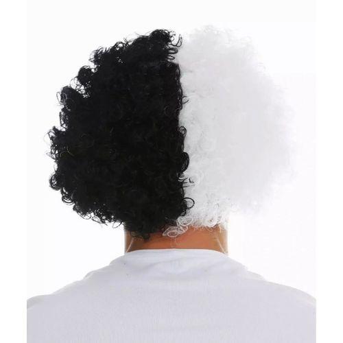 Siyah Beyaz Kıvırcık Afro Bonus Taraftar Peruğu