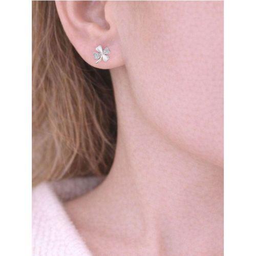 Gümüş 4 Yaprak Yonca Kadın Gümüş Küpe