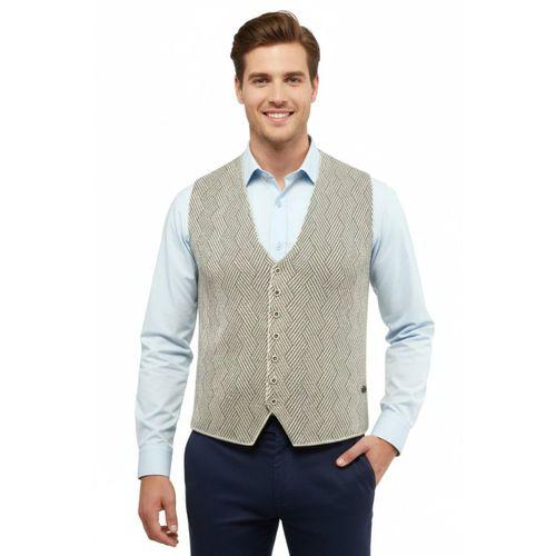 Erkek Düğmeli Yelek Cepsiz Çelik Örgü Klasik Kalıp 5211LS BGL-ST05018