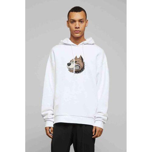 Amerikan Pit Bull Terrier Bulldog Köpek Baskılı Beyaz Erkek Kapşonlu Sweatshirt