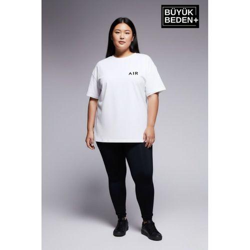 Süperlife Kadın Büyük Beden AR Baskılı 3xl-6xl Bisiklet Yaka Tshırt SPR26BTSK510-1