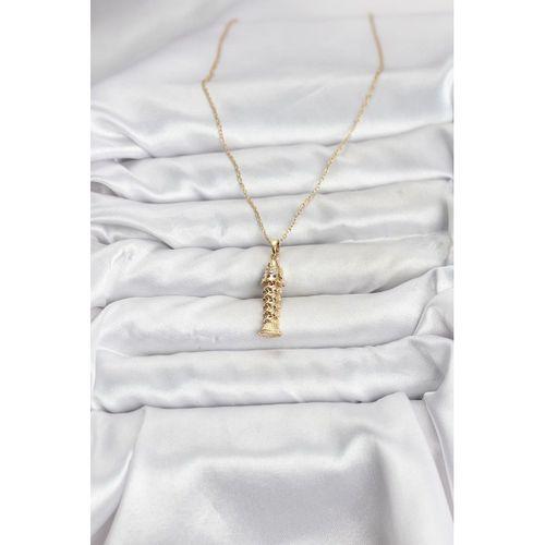 316L Çelik Zincir Gold Renk Balık Model Zirkon Taşlı Kadın Kolye