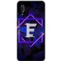 Samsung Galaxy A02 Kılıf Baskılı Kapak - Dark Neon Yaprak E Harfi + 5D Tam Kaplayan Cam