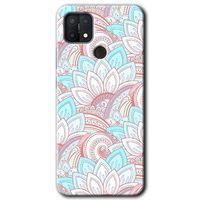 Oppo A15s Kılıf HD Desen Baskılı Arka Kapak + Temperli Cam - Çin Mandala 1