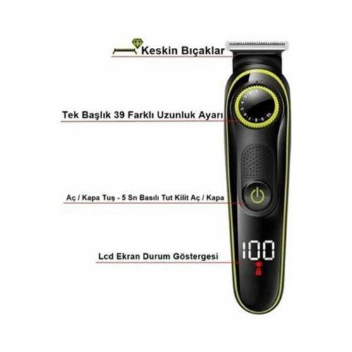 Unısex Çok Fonksiyonlu Bakım Seti Led Göstergeli Tıraş Makinesi Saç Sakal Vücut