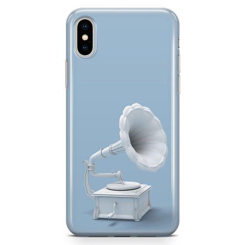 Apple iPhone X Kılıf Gramofon Arka Kapak Koruma Desenli Full Koruyucu
