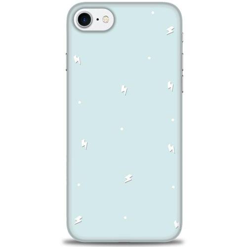 iPhone SE 2020 Kılıf HD Baskılı Kılıf - Beyaz Şimşekler + Tam Ekran Koruyucu