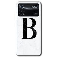 Poco x4 Pro Kılıf HD Desen Baskılı Arka Kapak - Beyaz Mermer Desenli B Harfi