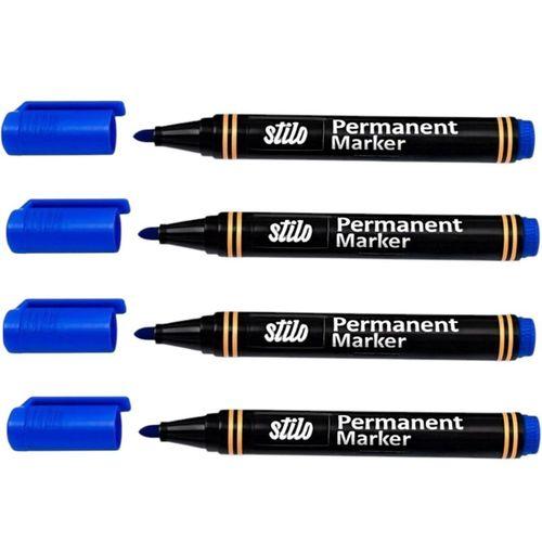 STİLO PERMANENT KALEM YUVARLAK UÇ MAVİ ( 4 Adet )
