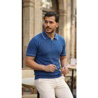 Erkek Zikzak Dokulu Yakalı Kısa Kollu Triko