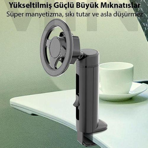 Zhltools Magsafe Uyumlu Masa Koltuk Klipsli Manyetik Telefon Tutucu