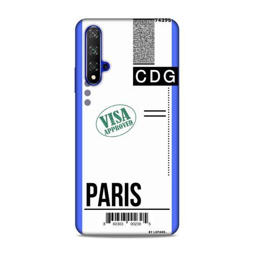 Huawei Honor 20 Kılıf Uçak Bileti Paris Arka Kapak Koruma Desenli Full Koruyucu
