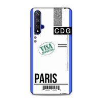 Huawei Honor 20 Kılıf Uçak Bileti Paris Arka Kapak Koruma Desenli Full Koruyucu