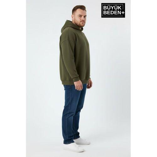 Erkek Büyük Beden İnce Kapşonlu Kollar Ve Etek Ribanalı Swatshırt SPR26BSW957