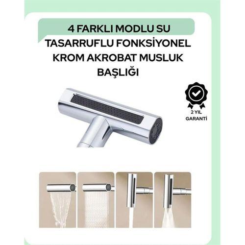 Çok Fonksiyonlu Musluk Başlığı | 4 Su Modu | Geniş Uyumlu Adaptör Seti | Mutfak Ve Banyo Uyumlu