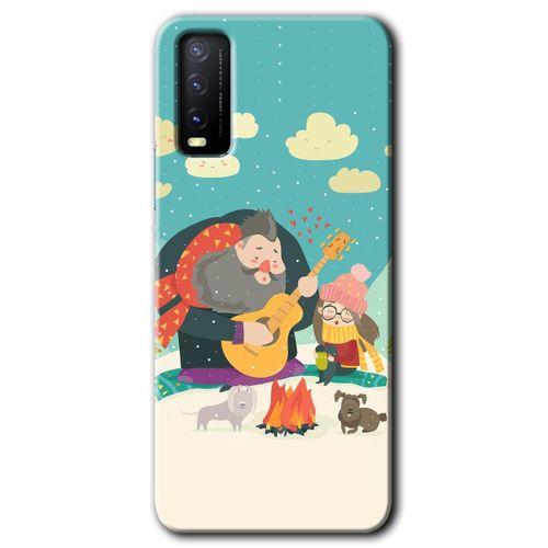 Vivo Y20s Kılıf HD Desen Baskılı Arka Kapak - Kış Pikniği