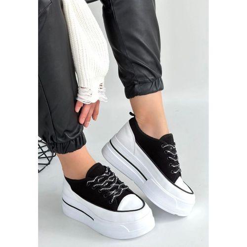 Dalen Siyah Keten Bağcıklı Spor Ayakkabı