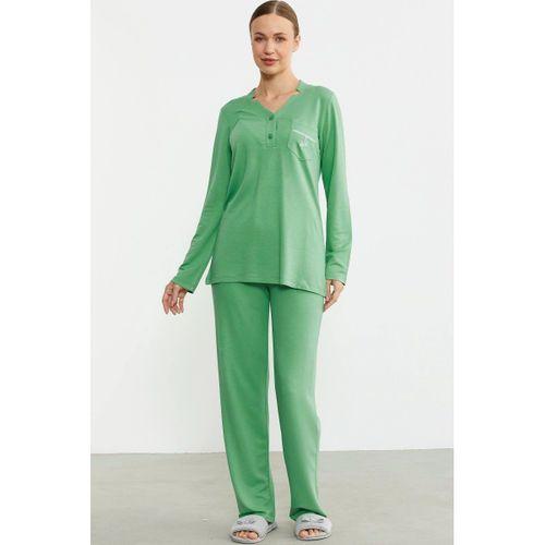 Sementa 76438 Yarım Düğmeli Cep Detaylı Pijama Takım
