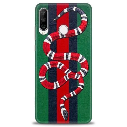 Huawei P30 Lite Kılıf HD Baskılı Kılıf - Yılan + Tam Ekran Koruyucu