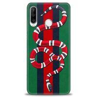 Huawei P30 Lite Kılıf HD Baskılı Kılıf - Yılan + Tam Ekran Koruyucu