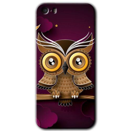 iPhone 5s Kılıf HD Desen Baskılı Arka Kapak - Owl Bird Branch