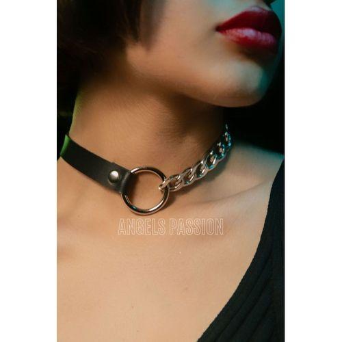 Zincirli Deri Choker, Zincir Detaylı Seksi Choker - APFT590