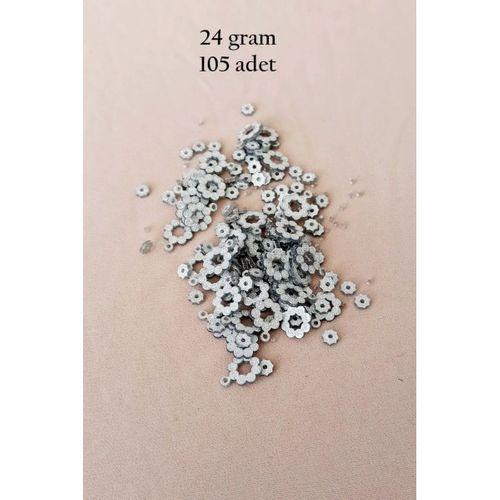 Oya Abiye Bileklik Kolye Pleksi Metalik Plastik Pul Gümüş Renk 24 gram 105 adet - BNC561