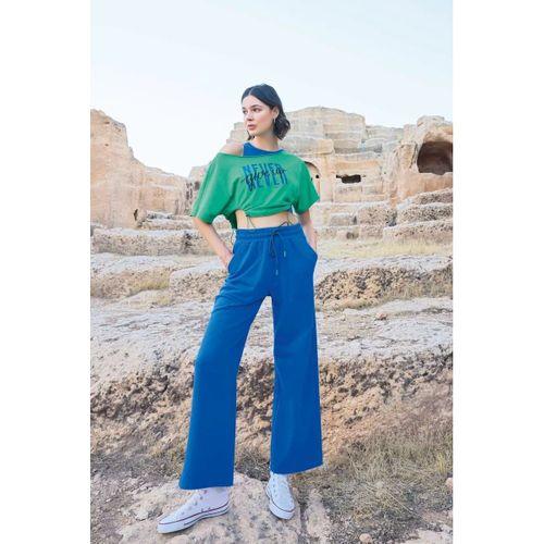 Kısa Kollu "never Give Up" 3'lü Crop Eşofman Takımı