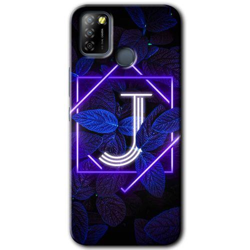 İnfinix Smart 5 Kılıf HD Desen Baskılı Arka Kapak - Dark Neon Yaprak J Harfi
