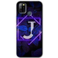 İnfinix Smart 5 Kılıf HD Desen Baskılı Arka Kapak - Dark Neon Yaprak J Harfi
