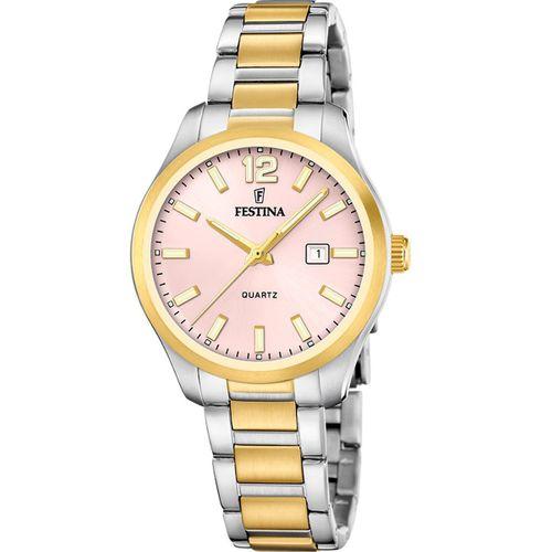 Festina F20739/2 Classics Quartz Çelik Altın/Gri Pembe Kadran 34 mm Kadın Kol Saati