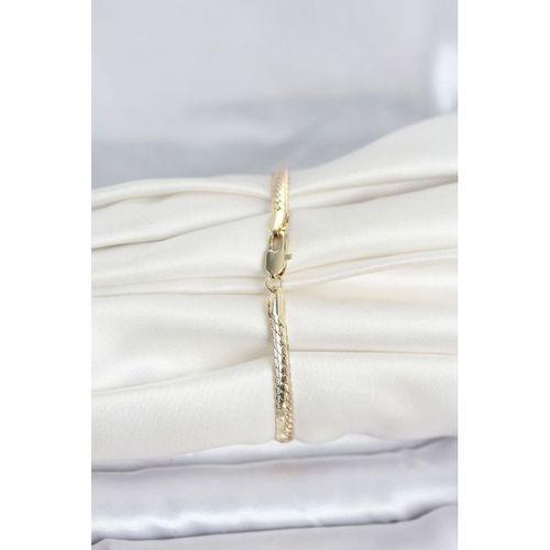 CM 14K Gold Renk Lazerli Yassı Zincir Model Kadın Bileklik