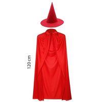 Yetişkin Boy Kırmızı Yakalı Pelerin Ve Kırmızı Cadı Şapkası