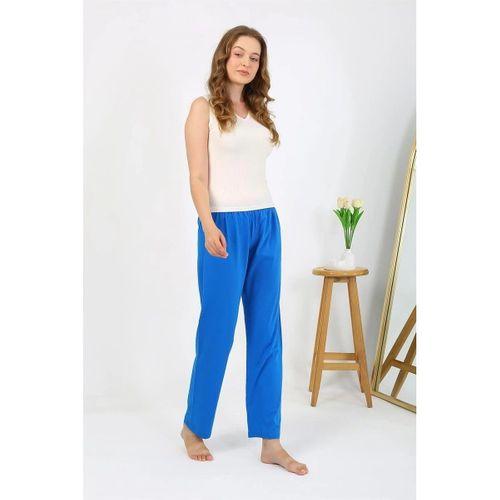 Kadın Penye Düz Tek Alt Pijama Mavi