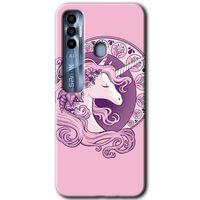 Tecno Spark 7 Pro Kılıf HD Desen Baskılı Arka Kapak - Unicorn-Pembe + Kırılmaz Cam