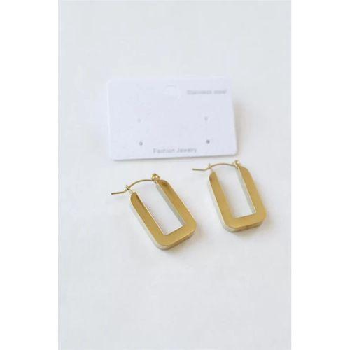 Dikdörtgen Çelik  Küpe - Altın