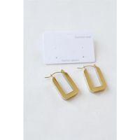 Dikdörtgen Çelik  Küpe - Altın