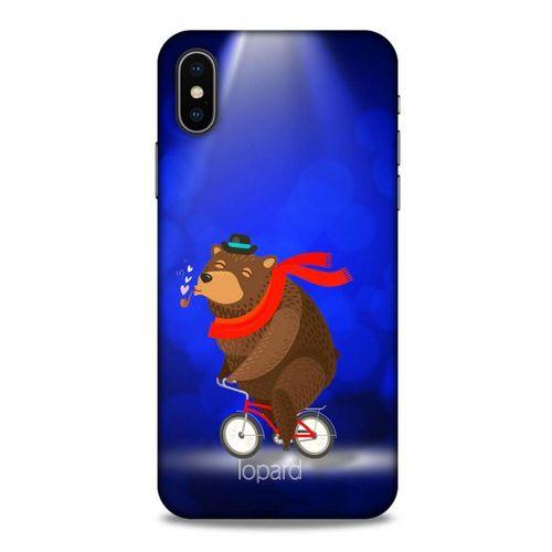 Apple iPhone XS Kılıf FunnyMaX (43) Thin Fit Kılıf Lacivert Ayılı